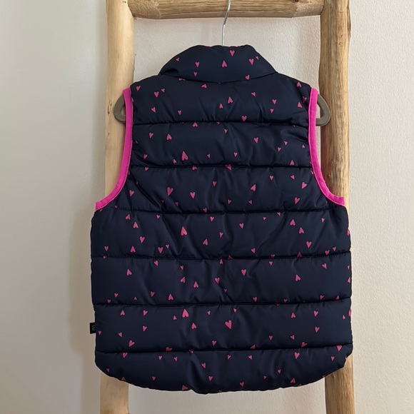 Baby Gap Pink and Navy Heart Puffer Vest - Picture 3 of 4